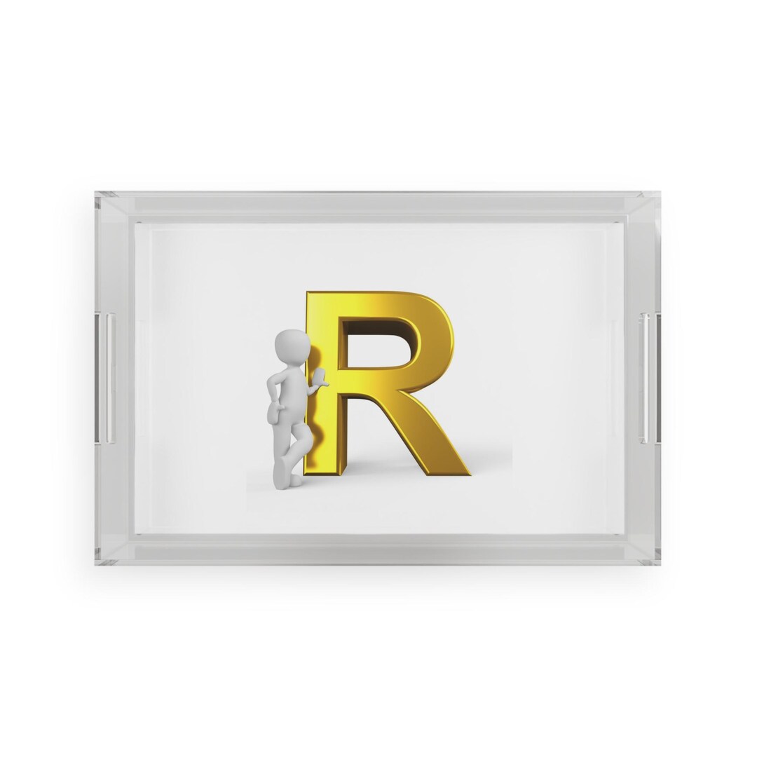Gold Letter R Monogram Gold Letter R Monogram Acrylic Serving Tray | Initial R Accent - Etsy