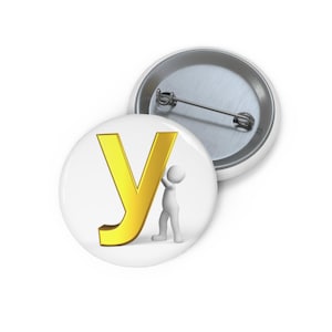 Yellow Letter Y Initial Pin Button | Custom Monogram Button