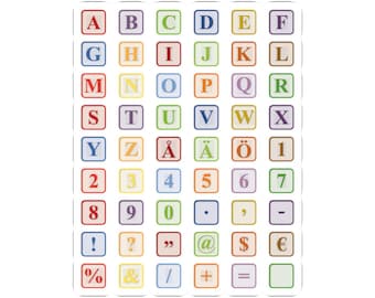 Colorful Alphabet Keyboard Keystickers Kiss-Cut Stickers | Letter Number Symbol Decal Sheet