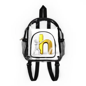 Gold Letter H Monogram Clear Stadium Backpack | Transparent School Bag