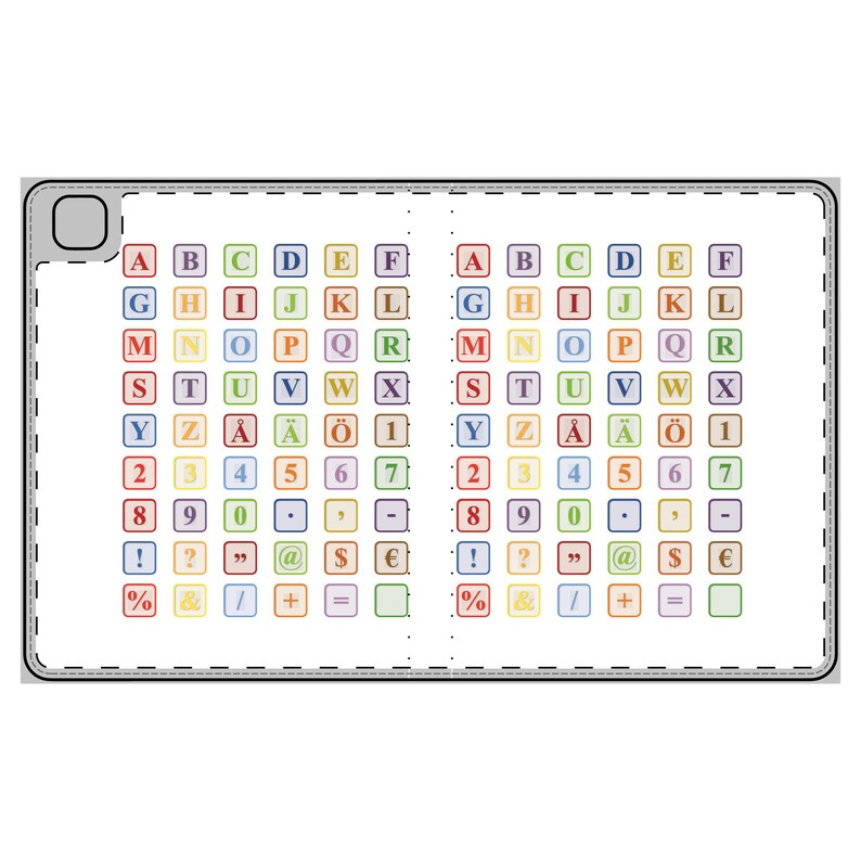 Tablet Base Block Alphabet Blocks Tablet Folio Case | Colorful Letter Keyboard Design - Etsy