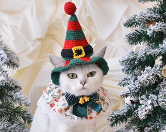 Magical Whiskers Collection: Festive Christmas Hat and Collar Set for Pets – Transform Your Furry Friend into a Holiday Star!