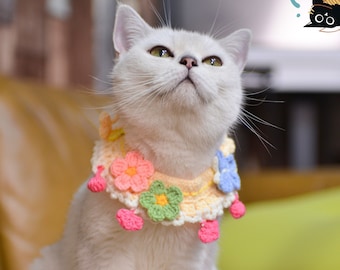 Cute Flower and Butterfly Crochet Pet Collar|Handmade pet collar gift|Holiday pet collar|Crochet puppy collar|Cute pet collar|Christmas gift