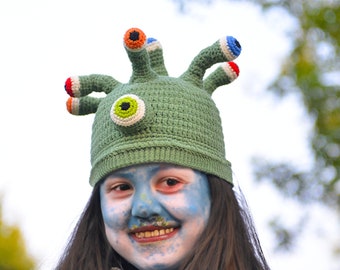 Colorful Halloween Party Hat with Whimsical Eyeball Antennae