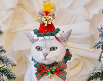 Pet Santa hat|Holiday pet hat|Festive cat accessories|Christmas pet outfit|Holiday cat hat|Christmas pet hat|Crochet pet hat|cat hat|Custom