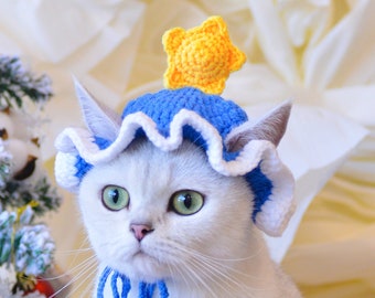 Enchanting Blue Christmas Pet Hat: Magical Elegance for Your Furry Friend!