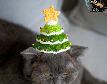 Festive Christmas Tree Pet Hat for Cats and Small Dogs