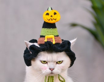 Purr-fectly Enchanted: Striped Witch Hat for Your Festive Feline!