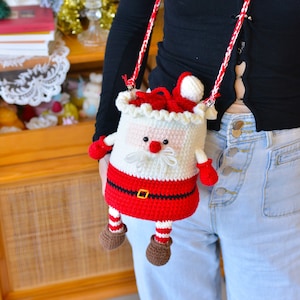 Sac père Noël fait main au crochet - Cadeau unique, décoration des fêtes, mode festive, parfait pour les fêtes de Noël Bravo ! Cadeau de Noël