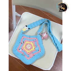 Handmade Crochet Star-Shaped Bag - Versatile Crossbody or Shoulder Purse with Adorable Plush Charm - Unique and Whimsical Fashion Accessory