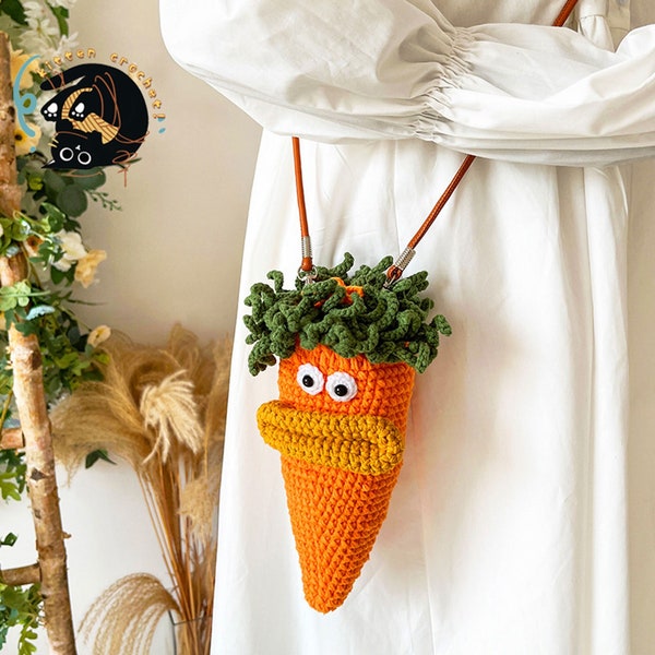 Crochet carrot crossbody Bag,Handmade carrot Bag,Knitted carrot Bag,crochet purse crossbody bags finished product,gifts for her