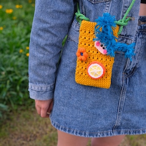 sac de téléphone portable fleur au crochet, sac à bandoulière, sac tricoté, produit fini sac à main au crochet, cadeaux pour elle