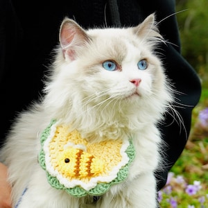 Crochet bee Cat Collar, Knit Pet Collar, Cat and Dog Collar,Cat Accessory,Dog Accessories,Cute Collars for Cat,Gift for Cat and Dog