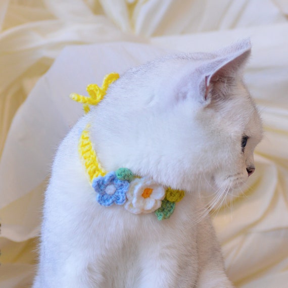 Bell Crochet Cute Cat Collars Enchanting Elegance: Vibrant Blue