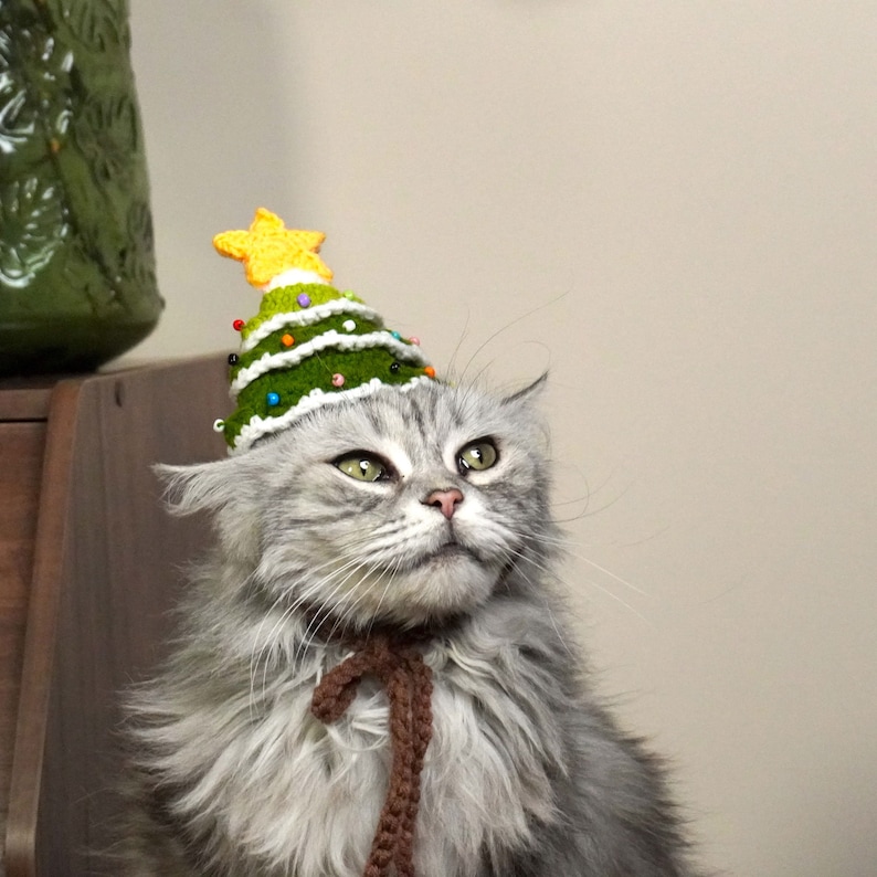 Festive Christmas Tree Pet Hat for Cats and Small Dogs image 4