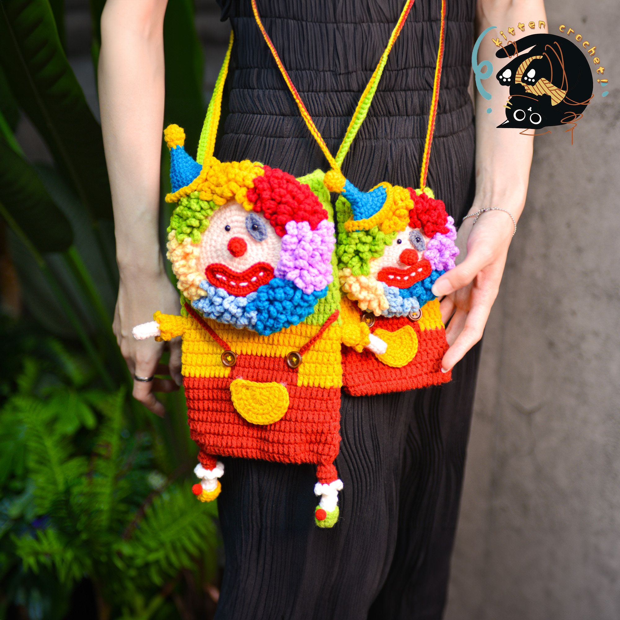 Handmade Crochet clown  phone bag,ugly phone case，crochet bag | personalized trick or treat bags | adult halloween costume | Christmas gift|