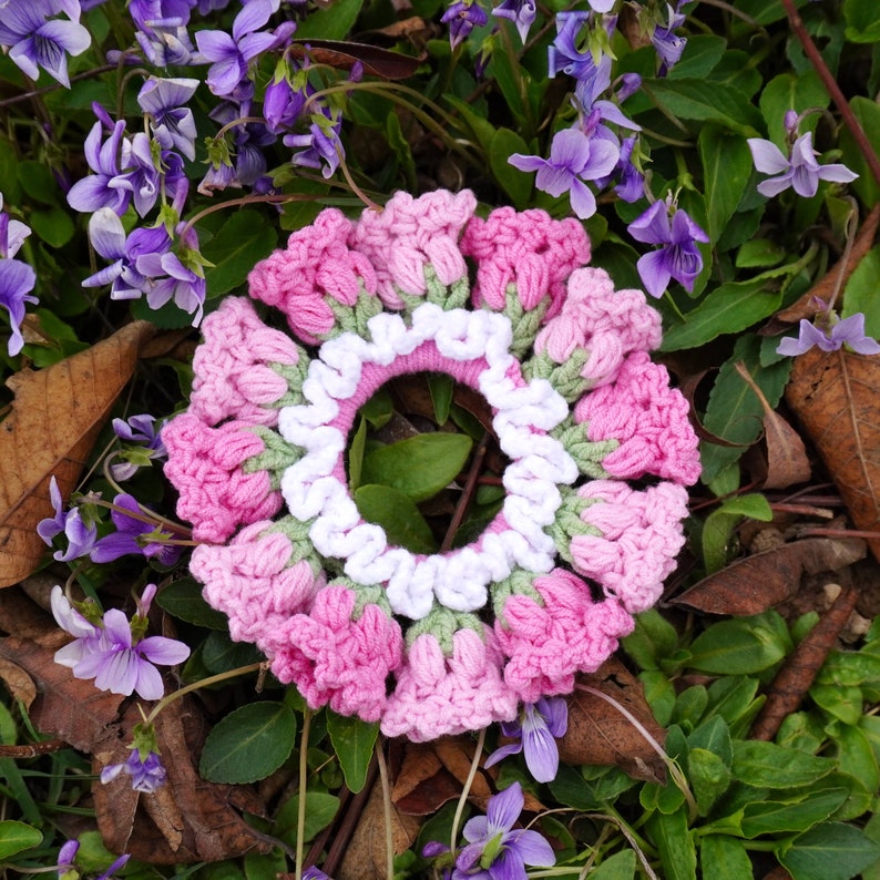 crochet flowers Hair Bandsflowers HairbandScrunchy Hair Rope,Hair Accessory For Women,Ponytail Holder,Elastic Hair Tie pink2