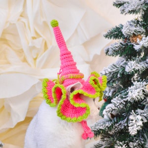 Enchanting Elegance: Sparkling Pink Christmas Hat for Pets image 3
