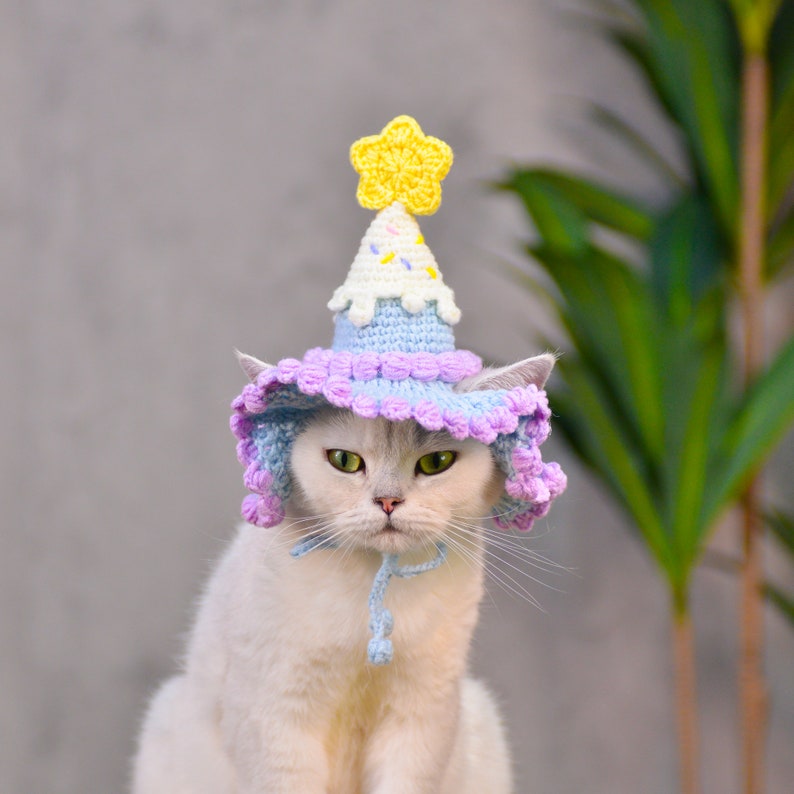 Chapeau d'anniversaire pour animal de compagnie violet crème glacée lunatique image 2