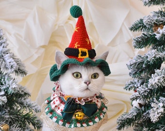 Whisker Wonderland: Handcrafted Christmas Pet Hat & Collar Set for Purr-fect Festive Charm!