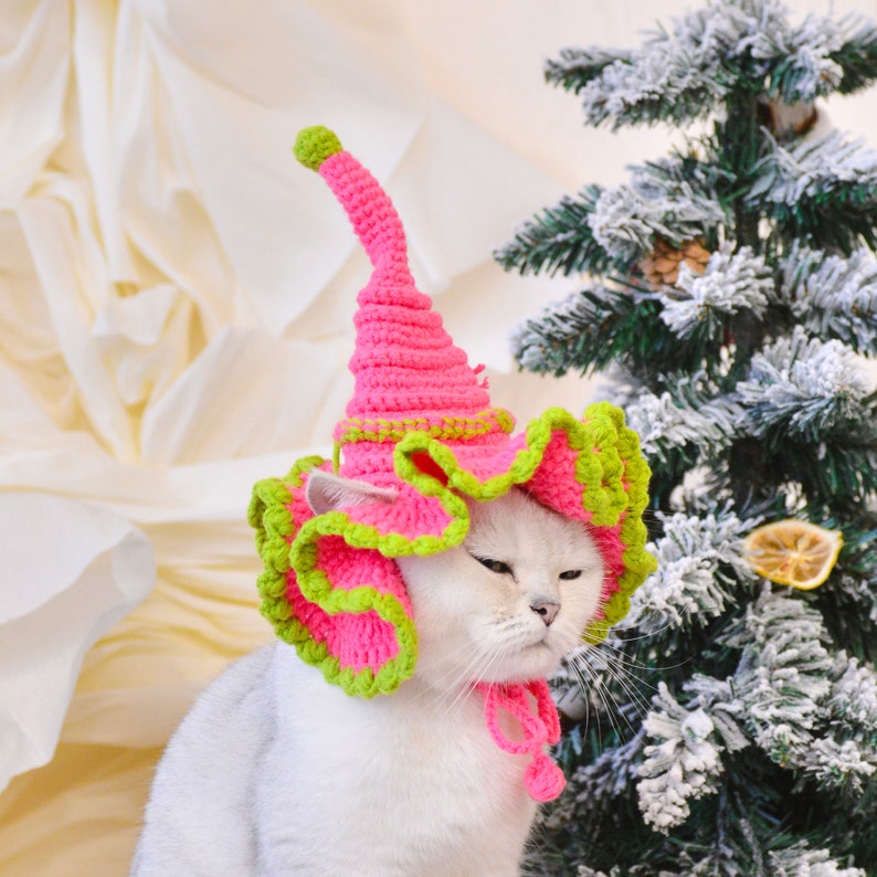 Enchanting Elegance: Sparkling Pink Christmas Hat for Pets image 9