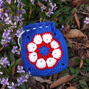 crochet coin purseGranny Square Crochet PouchSmall Drawstring Pouchcoin purse key casecoin purse walletWallet gift, Christmas gift Blue