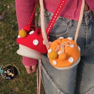 Crochet mushroom crossbody bag, Handmade mushroom Bag, Knitted mushroom Bag, mushroom purse,gifts for her,Christmas gift,mushroom gift