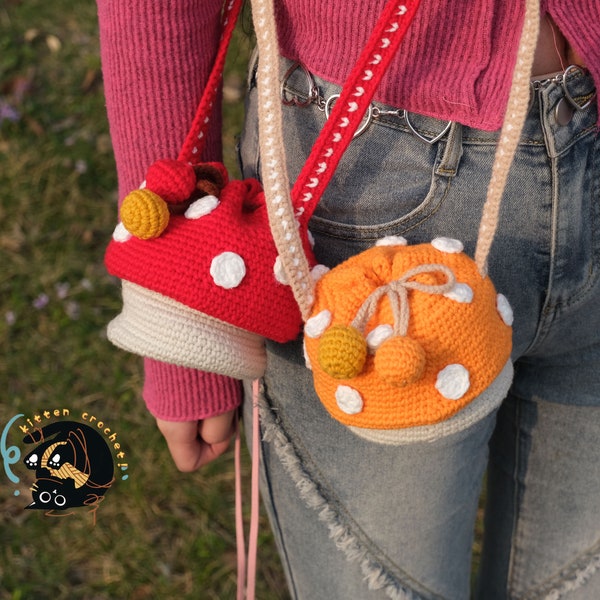 Crochet  mushroom crossbody bag, Handmade mushroom Bag, Knitted mushroom Bag, crochet purse crossbody bags finished product, gifts for her