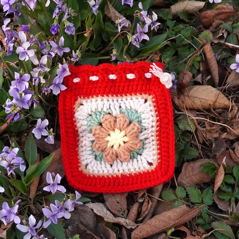 crochet coin purseGranny Square Crochet PouchSmall Drawstring Pouchcoin purse key casecoin purse walletWallet gift, Christmas gift image 5