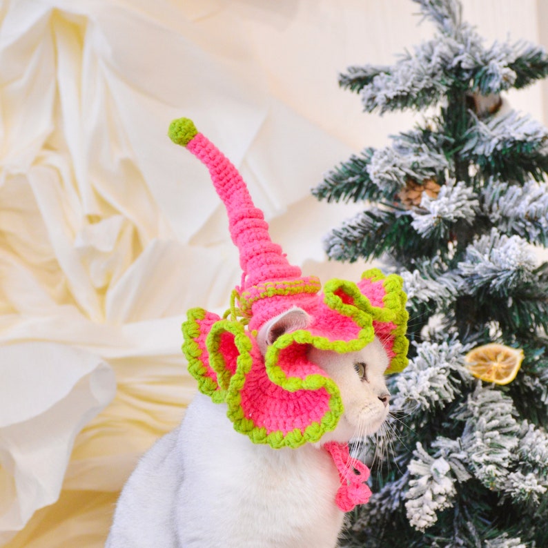 Enchanting Elegance: Sparkling Pink Christmas Hat for Pets image 6