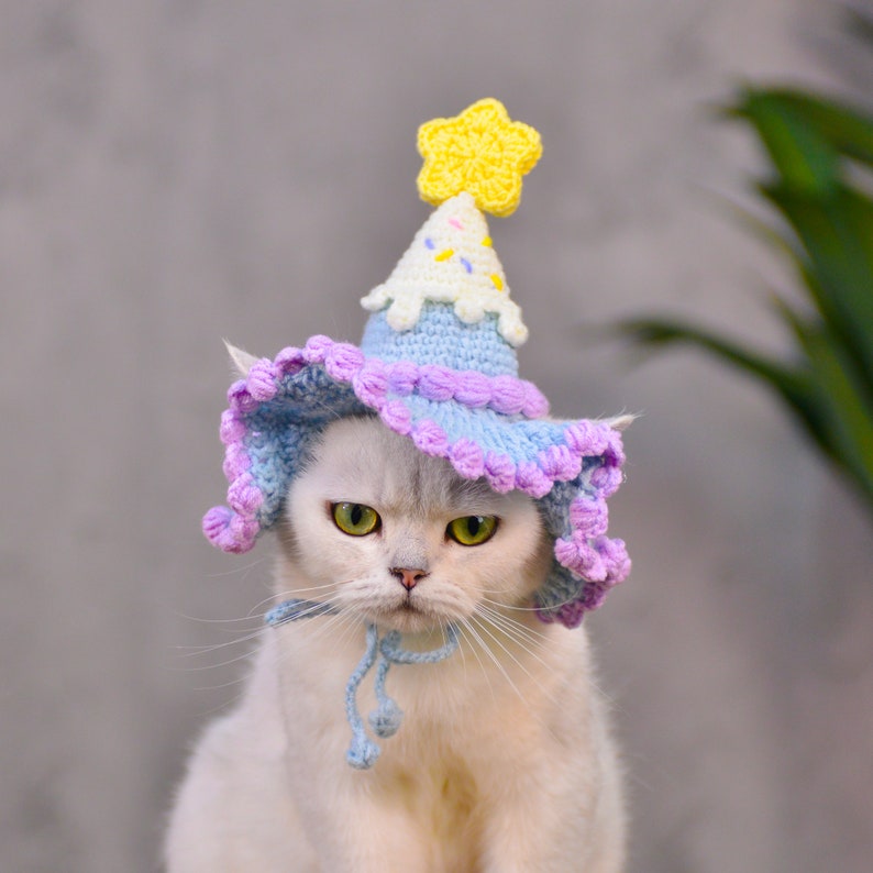 Chapeau d'anniversaire pour animal de compagnie violet crème glacée lunatique image 8