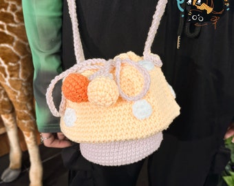 crochet yellow mushroom bag, Handmade mushroom Bag, Knitted mushroom Bag, crochet purse crossbody bags finished product, gifts for her