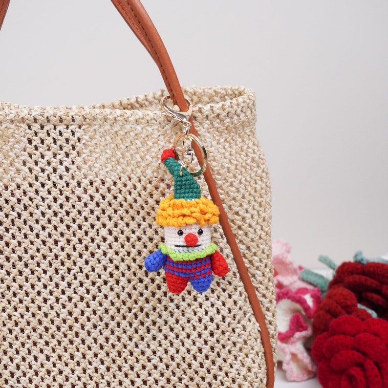 Crochet clown key chain, Cute clown key chain, fun gifts, cute gifts, clown giftsCraft Suppliesgifts for her image 5