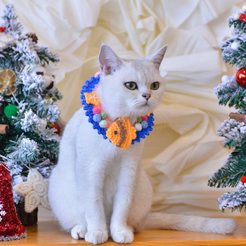 Ocean Breeze Elegance: Handmade Christmas Pet Collar for Festive Furry Charm image 5