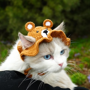 chapeaux ours brun au crochet pour chats et petits chiens|cadeaux spéciaux|cadeaux faits main|Chapeau chat au crochet|Chapeau pour animal de compagnie pour chats|Accessoires de Noël pour animaux de compagnie|