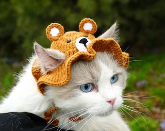brown bear crochet hats for cats and small dogs special gifts handmade gifts