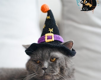Enchanting Christmas Magic Hat Pet Hat for Cats and Small Dogs/Halloween crochet cat hat/Halloween pet outfit/Pet Halloween costume|Cat hat