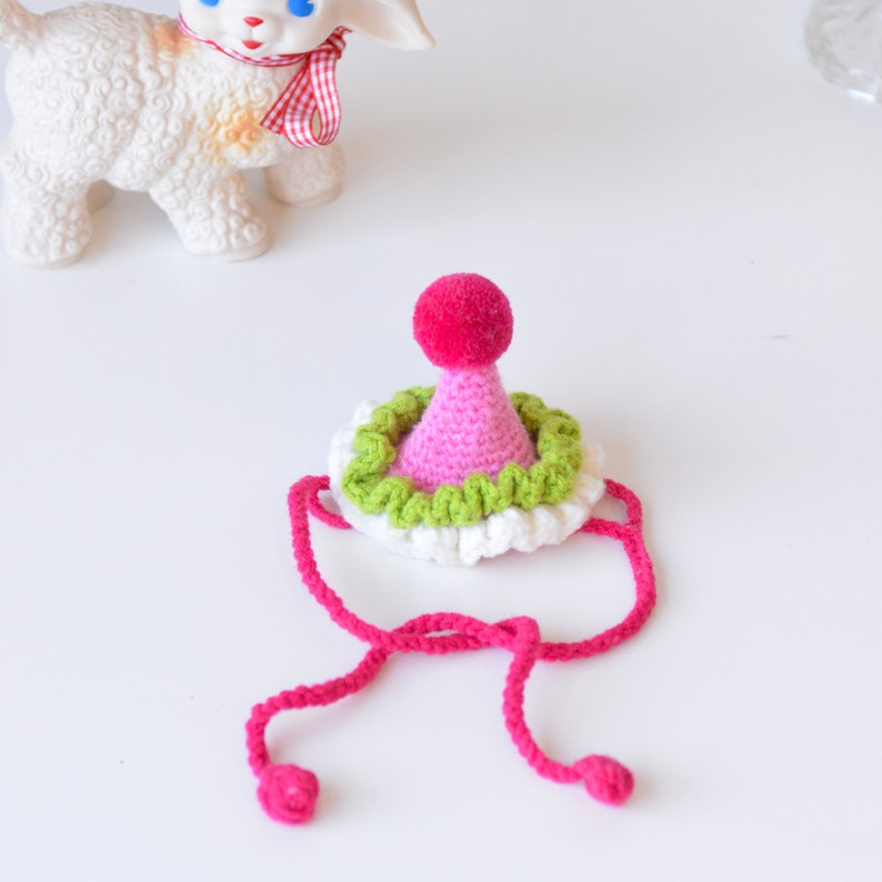 Whimsical Wonders: Custom Pink Crocheted Birthday Party Hat image 4