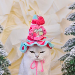 Whimsical Wizardry: Festive Pet Hat with Cherry Charm|Cats Costumes|Pet Costume Accessories|Costumes for Cats Birthday|Fancy Cat Costume