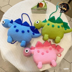 Handcrafted Crocheted Dinosaur Bag - Cute, Trendy, Unique!Crochet Dinosaur Bag, Amigurumi Dinosaur Plush Purse, Handmade Animal Purse Gift