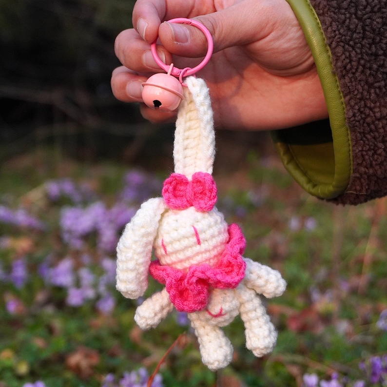 Crochet Pink Bunny Key Chain，cute Bunny Key Ring，gifts for Her，handmade ...