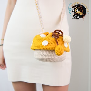 gehäkelte gelbe Pilztasche, Tasche nach Maß | Brautjungfer Vorschlag | Geschenke zum Geburtstag für Sie | Beste Freundinnen Einzigartige Geschenke | Hochzeits-Gitter