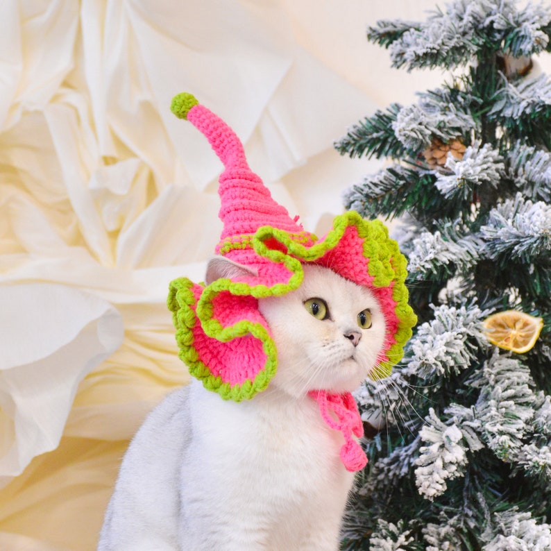 Enchanting Elegance: Sparkling Pink Christmas Hat for Pets image 8