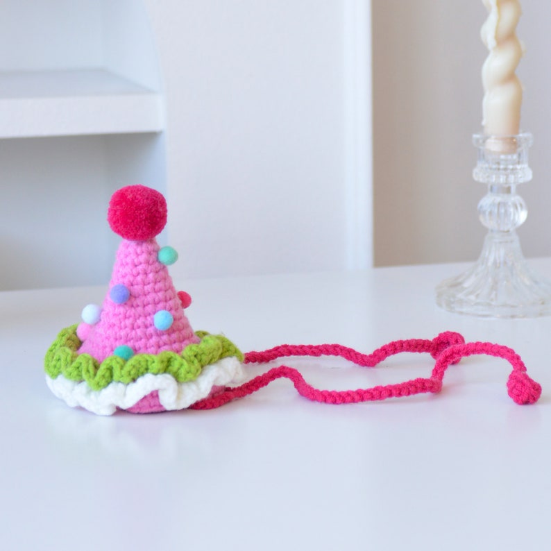 Whimsical Wonders: Custom Pink Crocheted Birthday Party Hat image 7