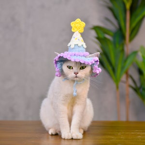 Chapeau d'anniversaire pour animal de compagnie violet crème glacée lunatique image 3