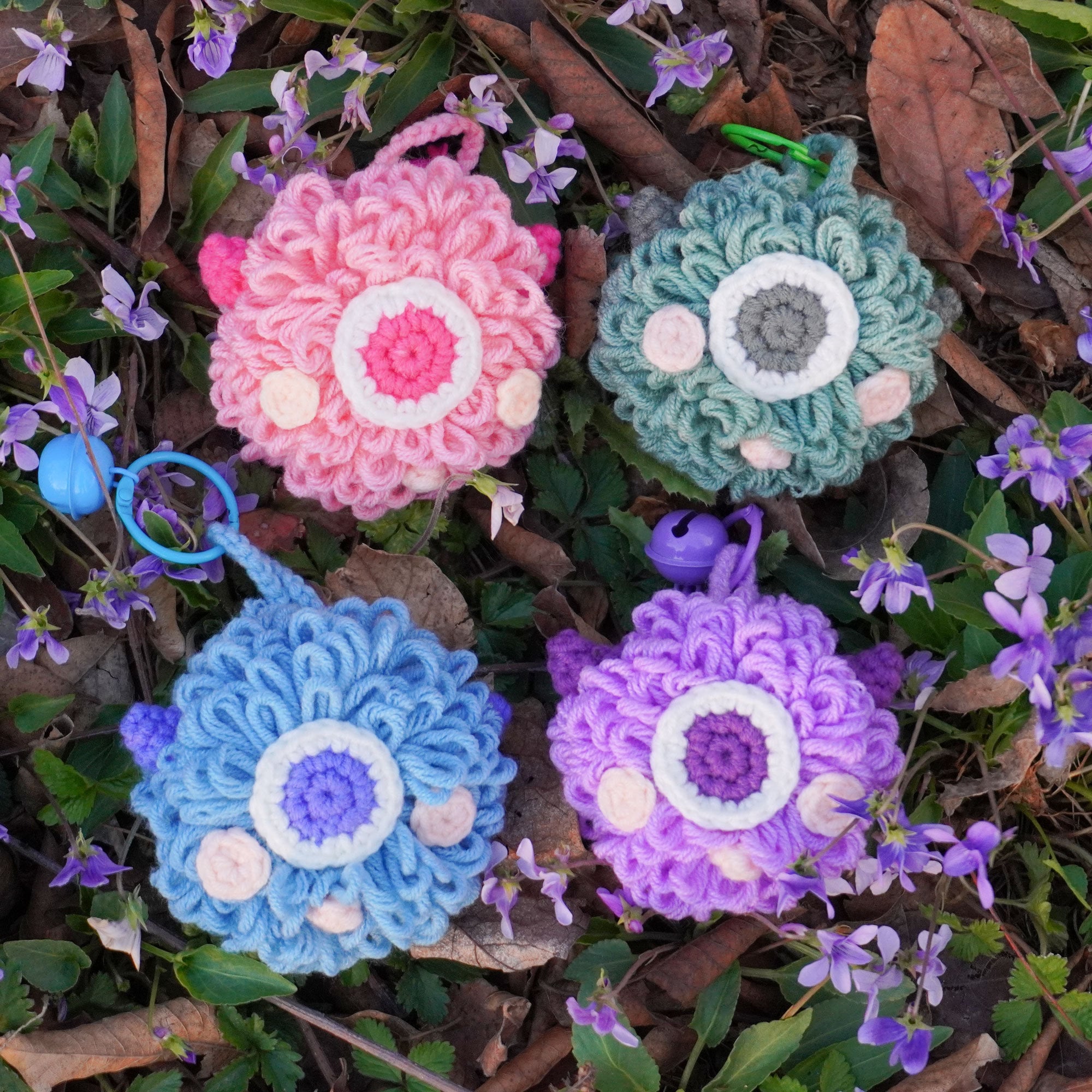 Crochet Colorful Monster Ball Key Chain，cute Bunny Key Ring，gifts for ...