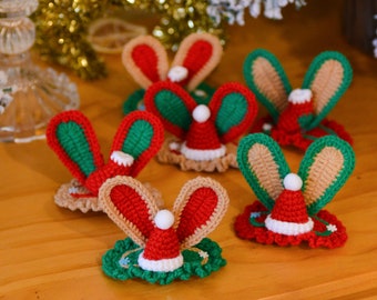 Crochet Christmas hair clip|Crochet holiday hair accessory|Crochet hair accessory|Santa hair clip|Christmas crochet hair accessory