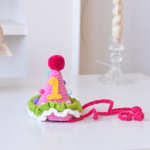 Whimsical Wonders: Custom Pink Crocheted Birthday Party Hat image 6