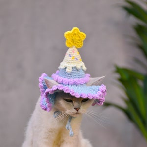 Chapeau d'anniversaire pour animal de compagnie violet crème glacée lunatique image 5