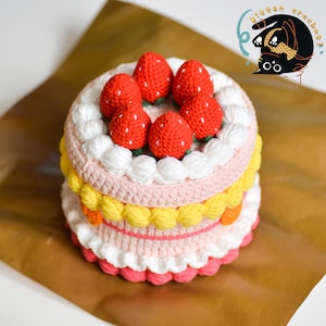 Entzückende Erdbeer-Sahne-Torte Häkelbox - Perfekt zur Aufbewahrung und Dekoration!